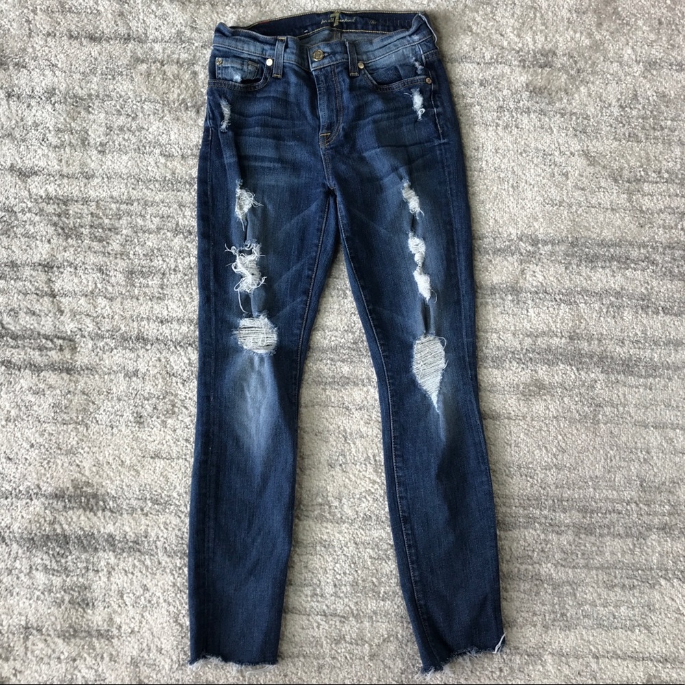 7 for all mankind ripped jeans straight leg